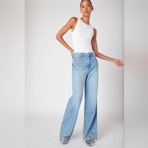 BLANKNYC The Franklin Ribcage High Rise Embellished Jeans in Bling Out